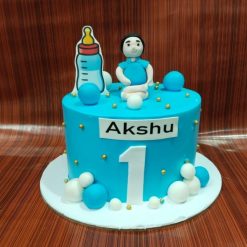 Baby First Birthday Semi Fondant Cake