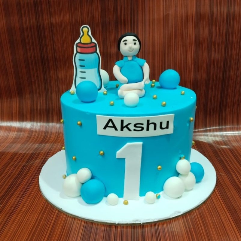Baby First Birthday Semi Fondant Cake 3 Baby First Birthday Semi Fondant Cake