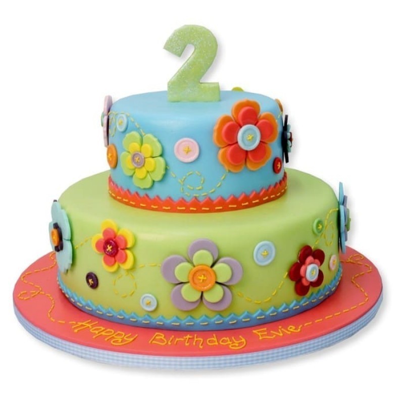 2 Tier Daisy Chain Fondant Cake 3 2 Tier Daisy Chain Fondant Cake