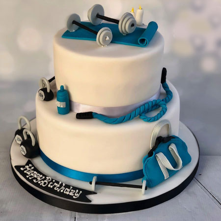 2 Tier Gym Fondant Cake 3 2 Tier Gym Fondant Cake