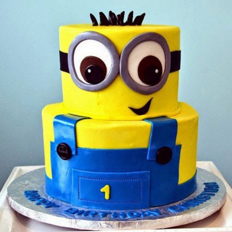 2 Tier Minion Designer Fondant Cake 3 2 Tier Minion Designer Fondant Cake