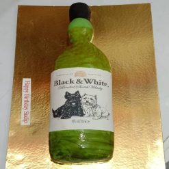 Black and White Whiskey Fondant Cake