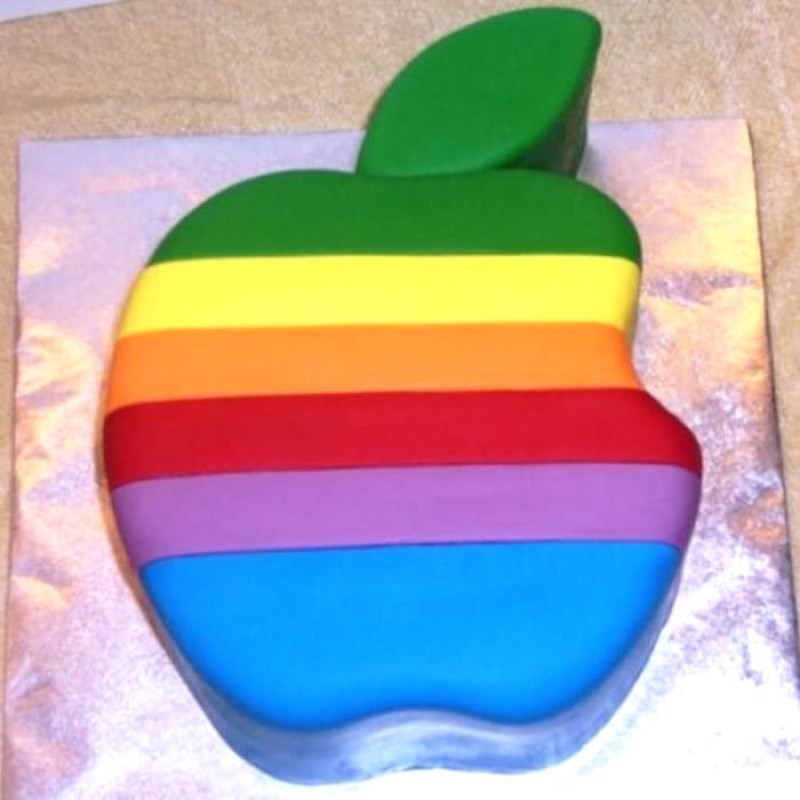 Rainbow Apple Shape Fondant Cake 3 Rainbow Apple Shape Fondant Cake