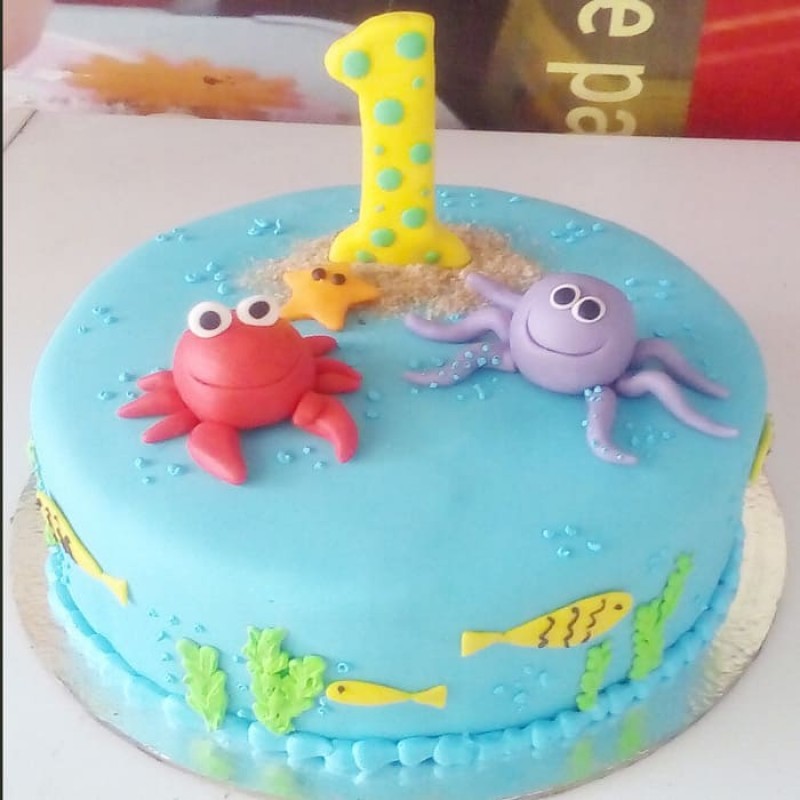 Sea Animals Theme Fondant Cake 3 Sea Animals Theme Fondant Cake