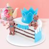 Teddy Bear Blue Half Year Birthday Cake 2 2022 Teddy Bear Blue Half Year Birthday Fondant Cake 800X800 1