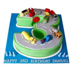 3 Number Car Race Designer Cake