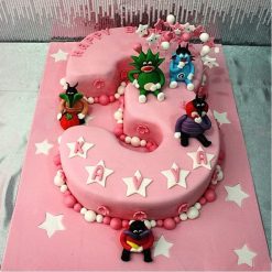 3 Number Oggy & Cockroaches Pink Cake