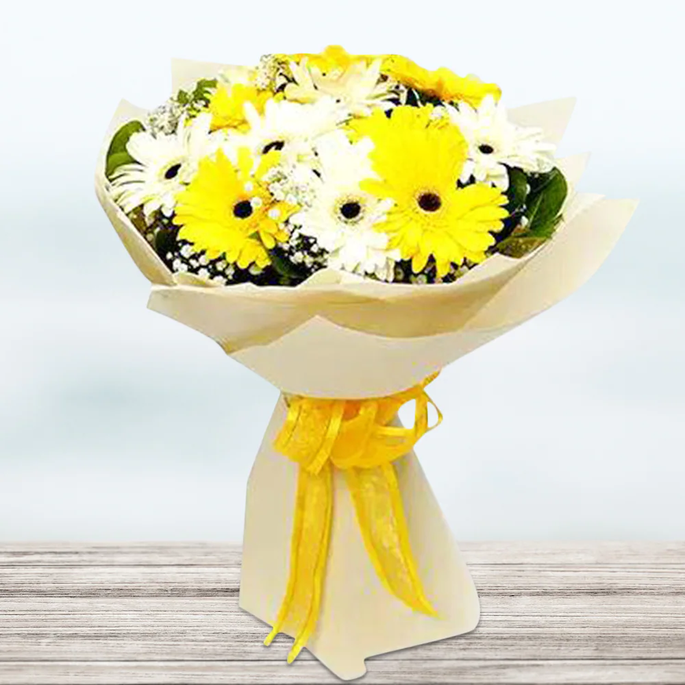 Mix Gerbera In White Wrapping 3 Mix Gerbera In White Wrapping