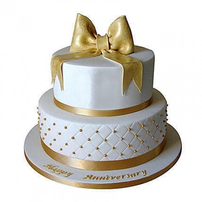 50Th Anniversary 2 Tier Fondant Cake 3 50Th Anniversary 2 Tier Fondant Cake