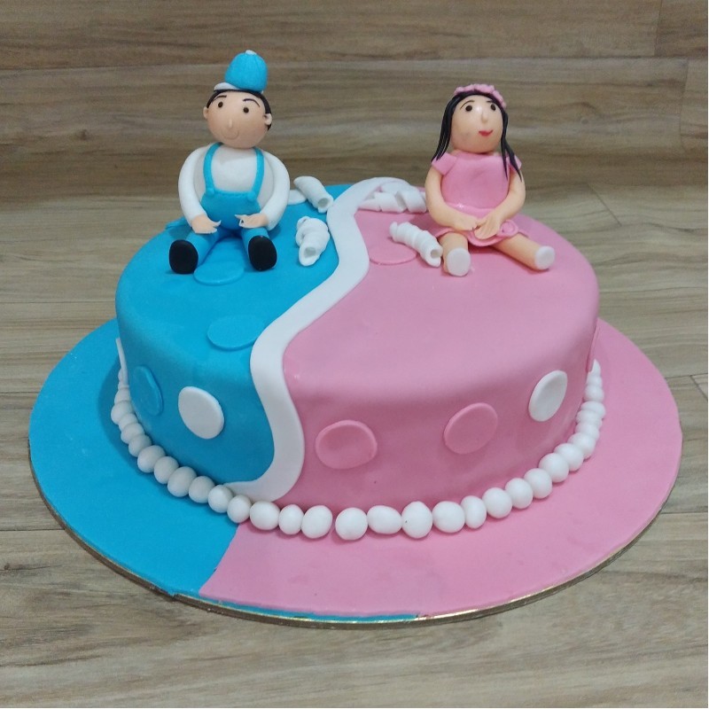Cute Boy And Girl Theme Fondant Cake 3 Cute Boy And Girl Theme Fondant Cake