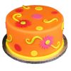 Orange Floral Theme Fondant Cake 800X800W
