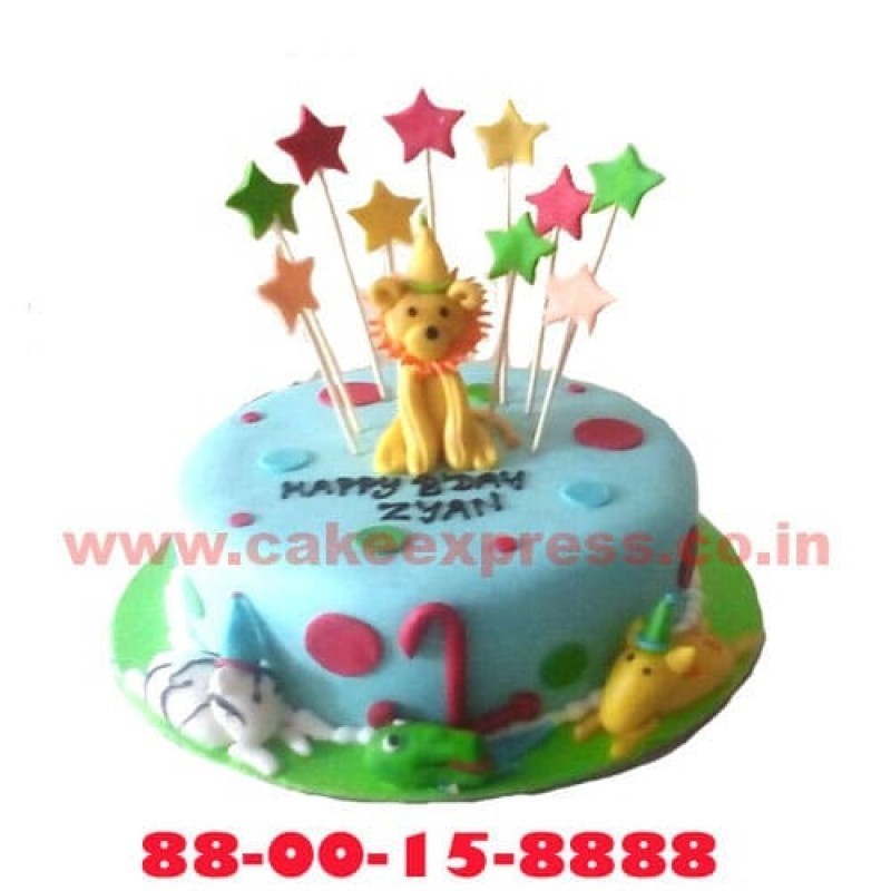Animal Themed Fondant Cake 3 Animal Themed Fondant Cake