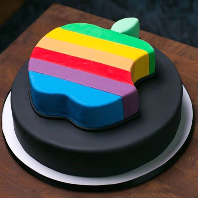 Apple Logo Themed Fondant Cake 3 Apple Logo Themed Fondant Cake