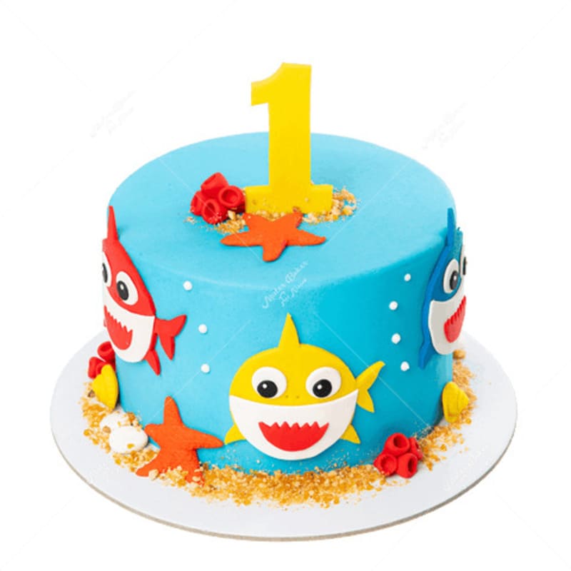 Baby Shark Fondant Cake 3 Baby Shark Fondant Cake