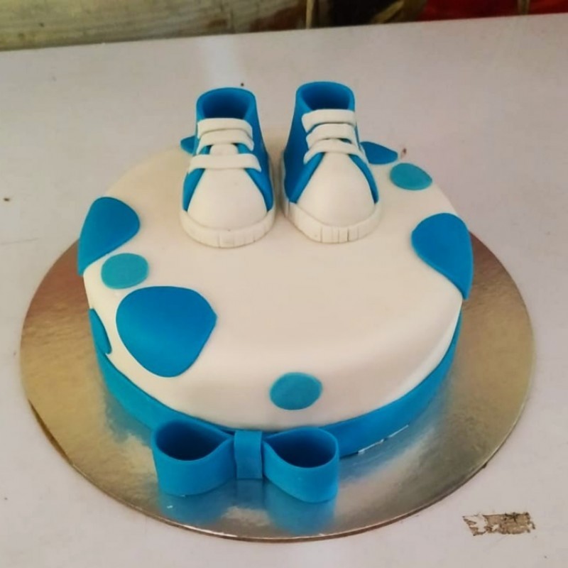 Baby Shoes Theme Fondant Cake 3 Baby Shoes Theme Fondant Cake