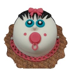 Baby Girl Face Fondant Cake