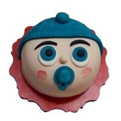 Baby Boy Face Fondant Cake