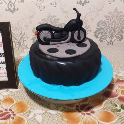Bike on Tyre Themed Customized Cake