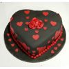 Black Red Heart Fondant Cake