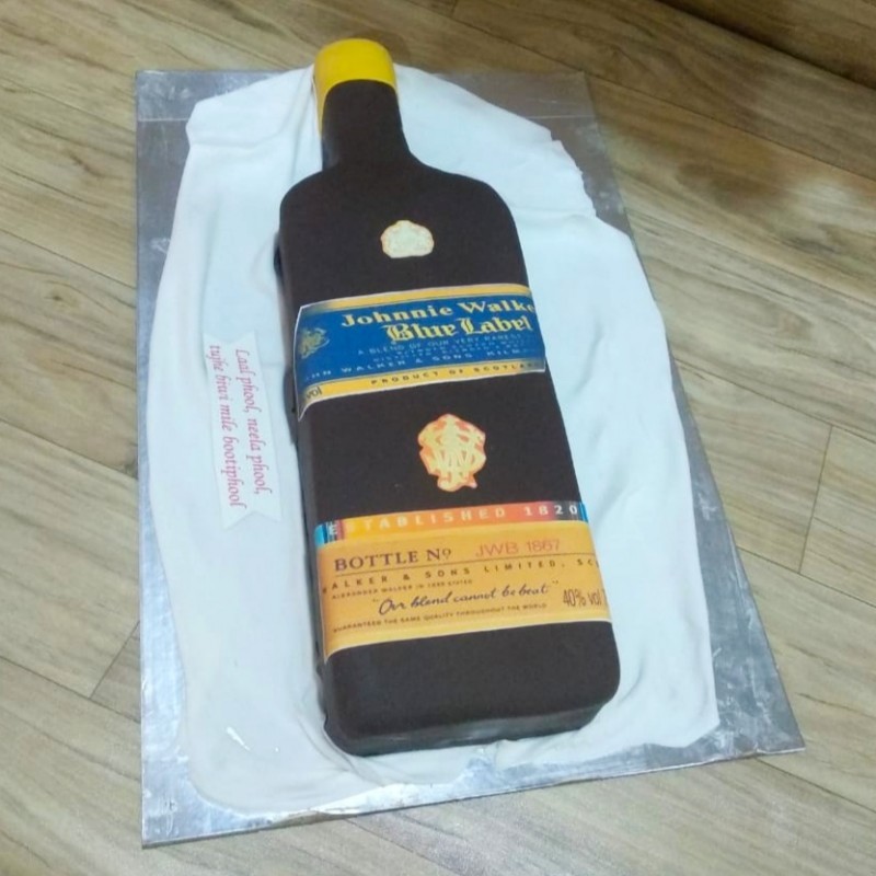 Blue Label Bottle Fondant Cake 3 Blue Label Bottle Fondant Cake