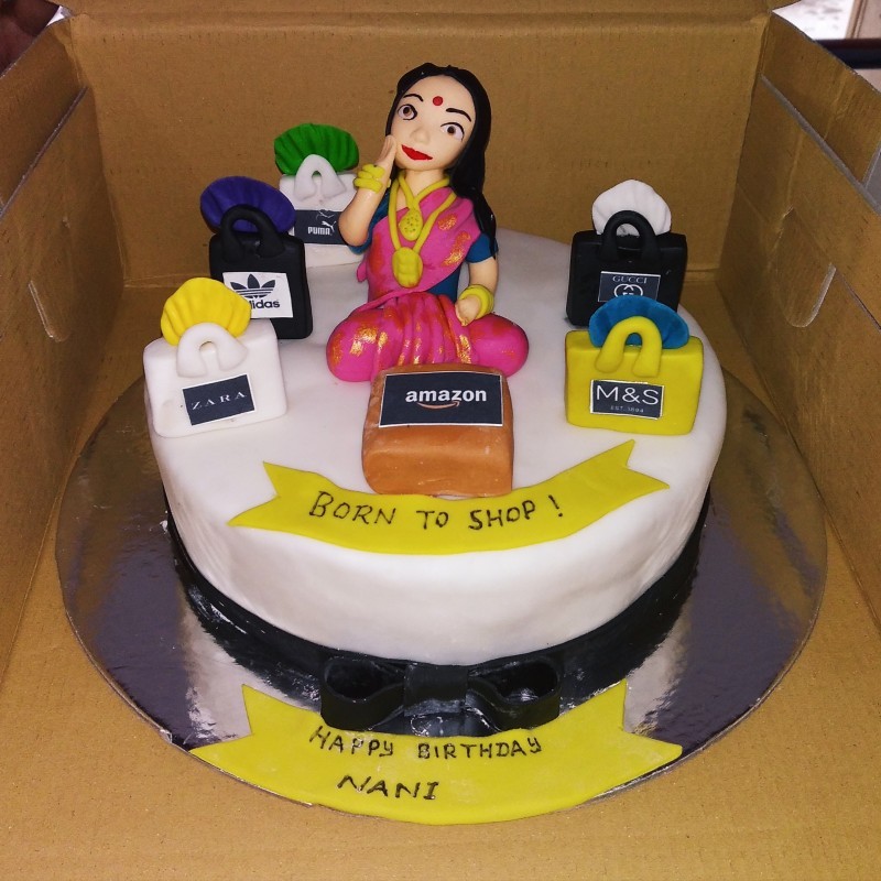 Born To Shop Lady Theme Fondant Cake 3 Born To Shop Lady Theme Fondant Cake