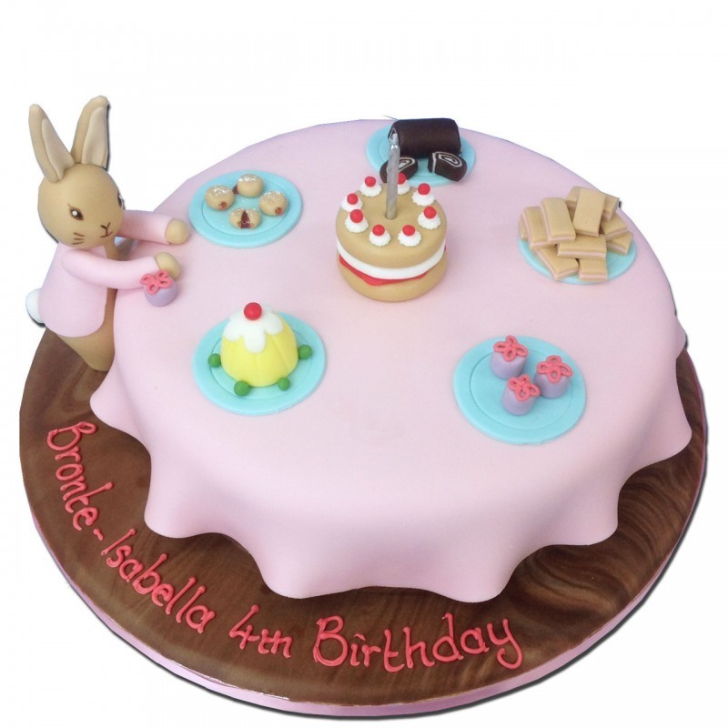 Bunny'S Tea Party Fondant Cake 3 Bunny'S Tea Party Fondant Cake