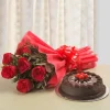 Chocolate Cake With 6 Red Roses Bunch 799 1
