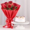 Red Roses With Pineapple Cake 1 Delightful Divine Combo 1