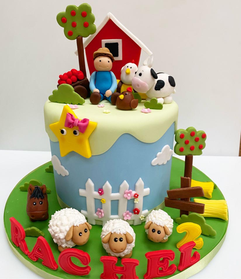 Farmyard Birthday Fondant Cake 3 Farmyard Birthday Fondant Cake