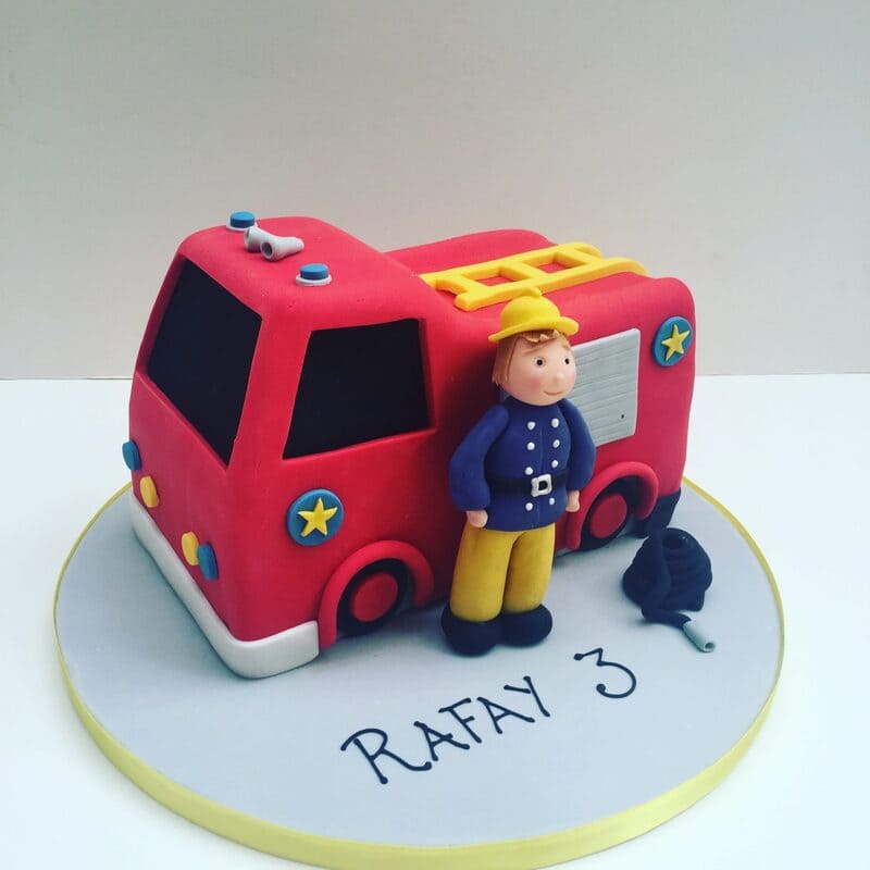 Fireman Theme Fondant Cake 3 Fireman Theme Fondant Cake