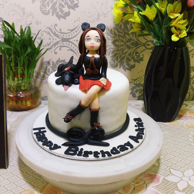 Girl And Dog Fondant Cake 3 Girl And Dog Fondant Cake