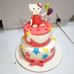 Hello Kitty Theme 2 Tier Fondant Cake