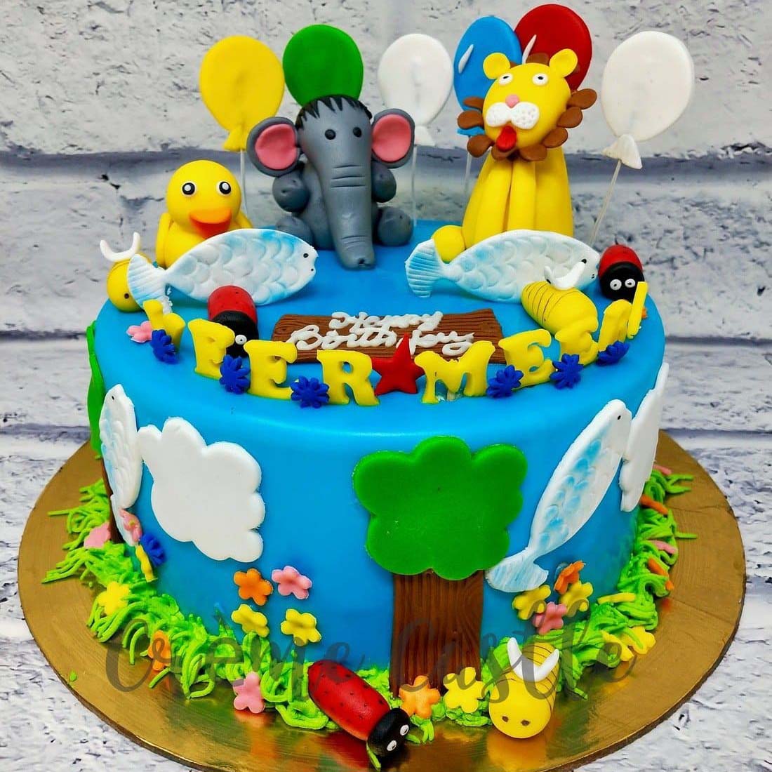 Jungle Fun Theme Fondant Cake 3 Jungle Fun Theme Fondant Cake