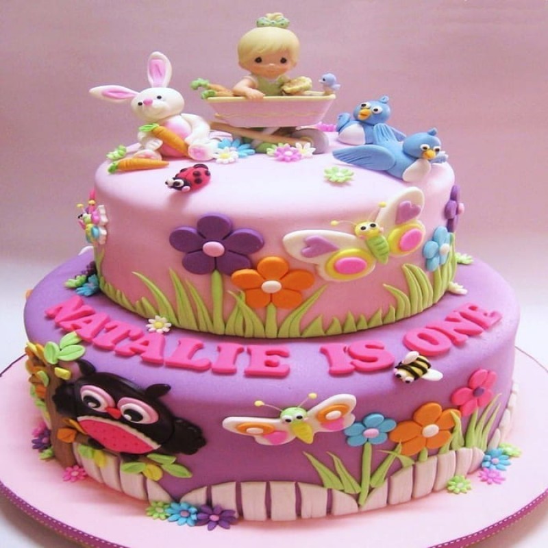 Kids Girl Birthday Fondant Cake 3 Kids Girl Birthday Fondant Cake