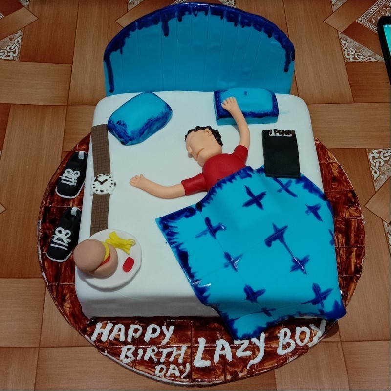 Lazy Boy Sleeping Fondant Cake 3 Lazy Boy Sleeping Fondant Cake