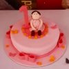 Little Girl 1St Birthday Pink Fondant Cake