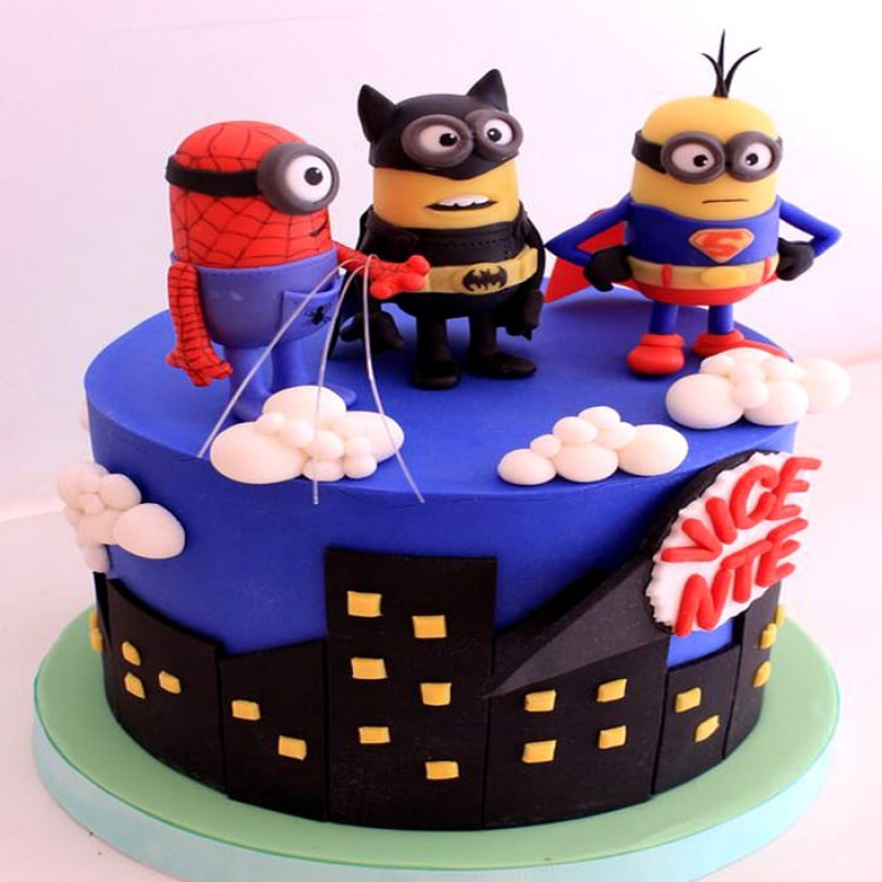 Minions As Avengers Fondant Cake 3 Minions As Avengers Fondant Cake