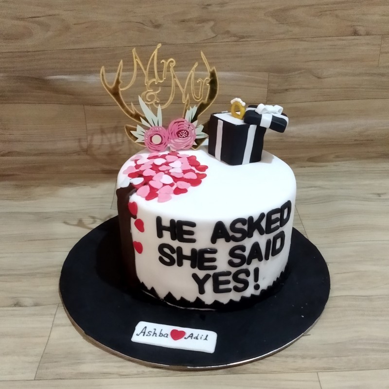Miss To Mrs Engagement Fondant Cake 3 Miss To Mrs Engagement Fondant Cake