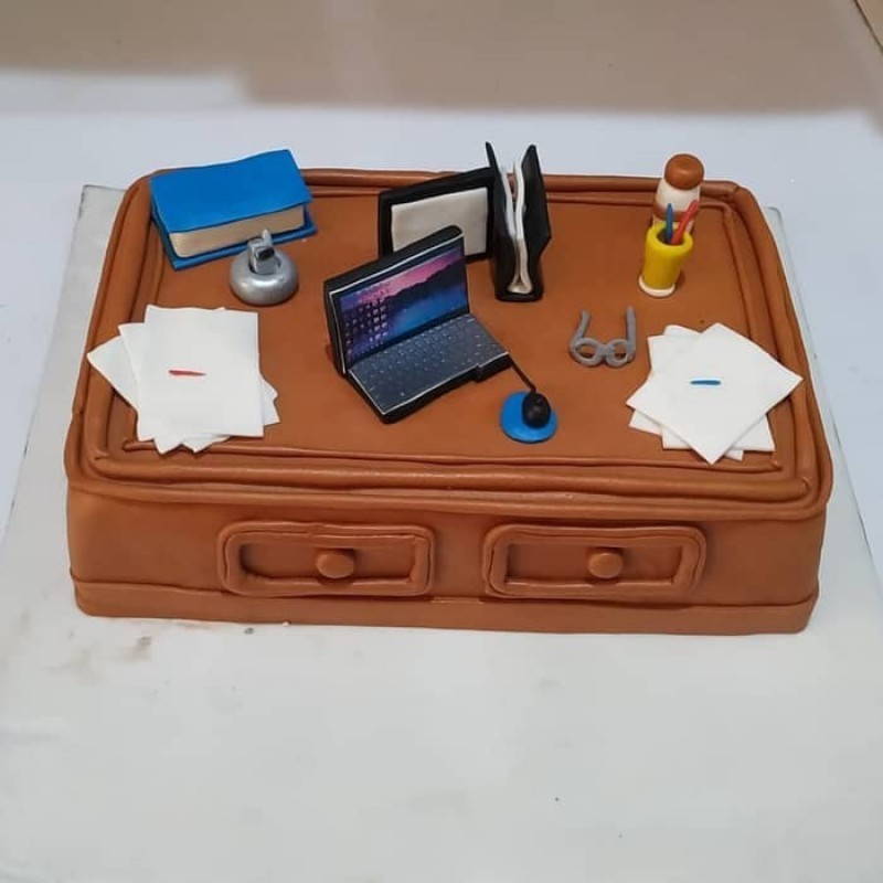 Office Table Theme Fondant Cake 3 Office Table Theme Fondant Cake