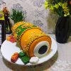 Orange Dhol Shape Fondant Cake 2 Orange Dhol Shape Fondant Cake