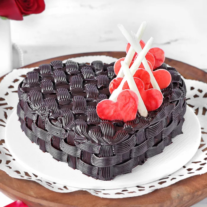 Basket Weave Heart Chocolate Cake 3 Basket Weave Heart Chocolate Cake