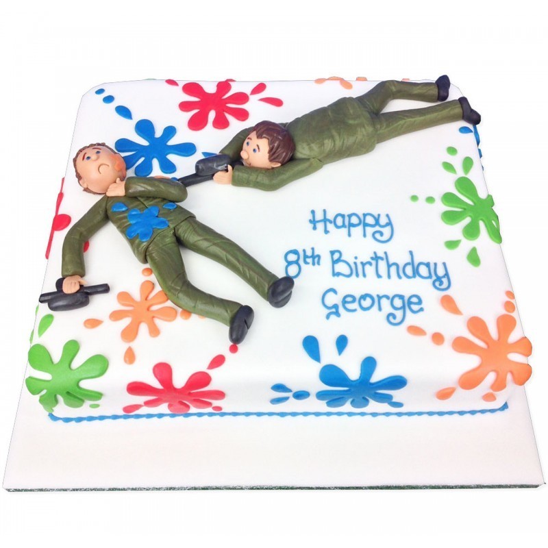 Paintball Splat Theme Fondant Cake 3 Paintball Splat Theme Fondant Cake