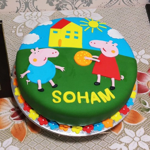 Peppa &Amp; George Pig Fondant Cake 3 Peppa &Amp; George Pig Fondant Cake