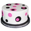 Pink Black Polka Dot Fondant Cake 500X500W
