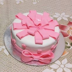 Pink Bow Truffle Fondant Cake