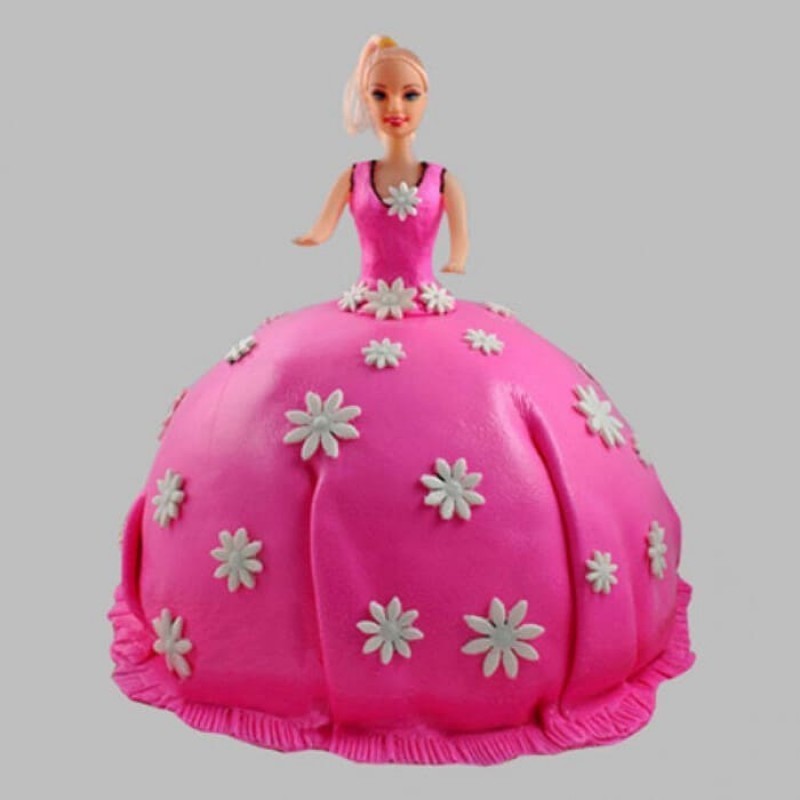 Pink Delight Barbie Fondant Cake 3 Pink Delight Barbie Fondant Cake