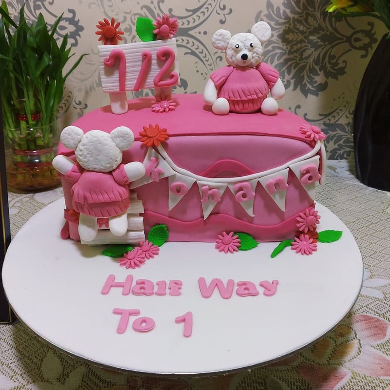 Pink Half Birthday Cake For Girl 3 Pink Half Birthday Cake For Girl