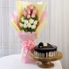 Pink &Amp; White Roses &Amp; Choco Cream Cake 1 Pink White Roses Choco Cream Cake 1