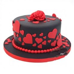 Red & Black Romantic Fondant Cake