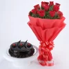Red Roses With Truffle Cake 2 Red Roses With Cake Standard 2